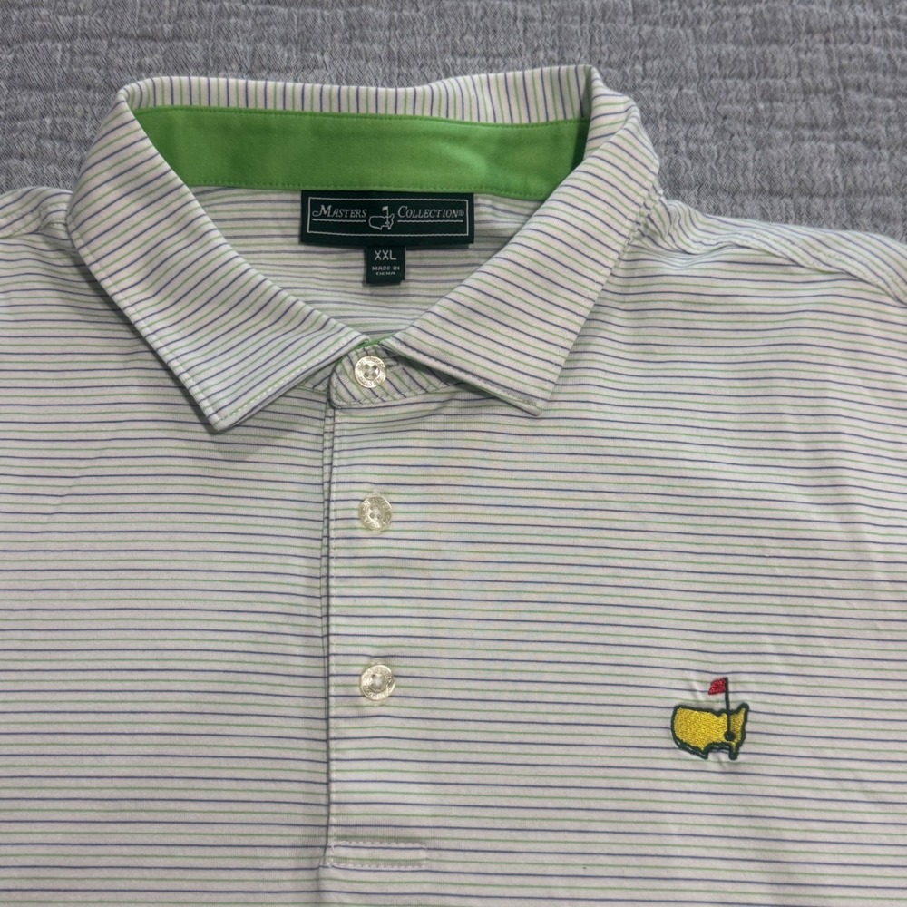 Masters Collection Polo Golf Shirt Mens XXL Striped White Augusta National 2XL